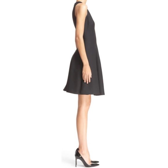 KATE SPADE New York Crepe Fit-N-Flare Sleeveless Bow at Split Neck Dress, Black - Picture 3 of 6
